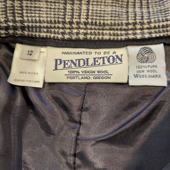 Pendleton 100% Wool Skirt Plaid Gray Black Vintage 12 Lined Pockets Made in USA - Picture 11 of 13